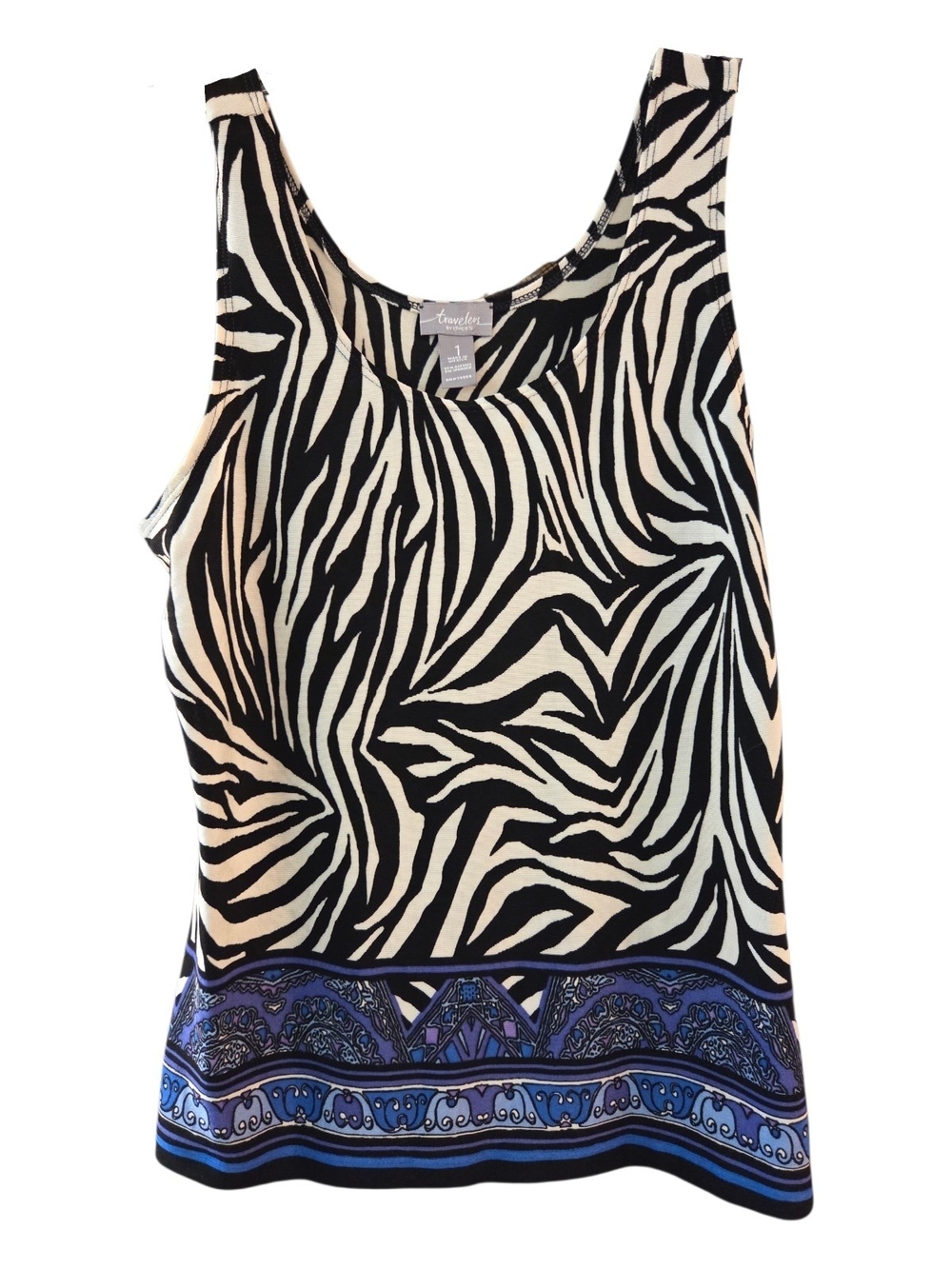Chico's Traveler's Black & White Zebra-Print Tank Top Blouse - Size 1 (M/8)
